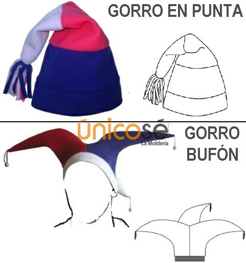GORRO BUFÓN Y GORRO EN PUNTA.